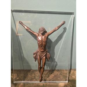 Bronze Figure Of Christ, 28 X 20 Cm, Mounted On A Plexiglas Panel, In Good Condition, Late 18th Century
