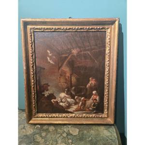 Oil On Canvas, 35 X 42 Cm, Pastoral Scene, Bologna, 18th Century, In Good Condition, Antique Frame