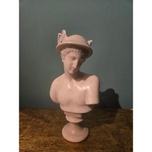 Petite buste de Mercure en albatre, XIX siecle, bon etat