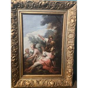 Huile sur toile, cm 41 x 29 , Betsabea au bain, Att.Francesco Conti, florence 700, bon etat