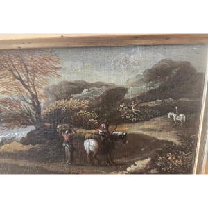 Paire de huile sur toile cm 47 x 16 , att. Crescenzo Onofri, fin du XVII siecle , bon etat