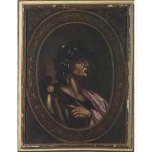 Huile sur toile, portrait d'Empereur romain, cm 97 x 72, premiere moitie' du XVIII siecle