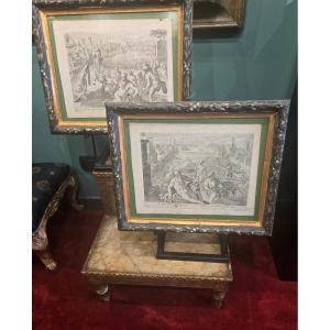 Paire de gravures avec des allegories fluviales, dans cadres anciens, bon etat, fin du XVIII