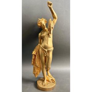 Gilded Bronze Sculpture Depicting *la Pescatrice*, 53 Cm High, 19th Century, In Excellent Condition