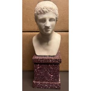 Petite buste en marbre, empereur, h 25 avec socle en Phorphyre, XIX siecle, bon etat