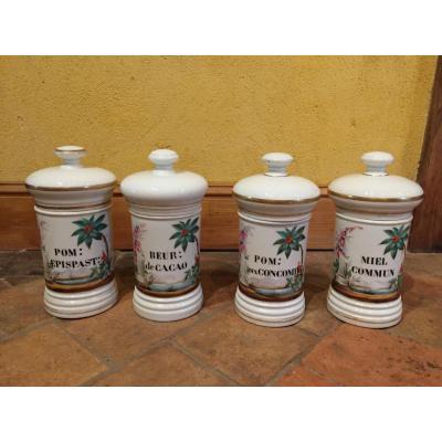 Suite Of 4 Pots With Pharmacy In Porcelain