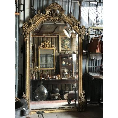 Large Golden Wood Mirror