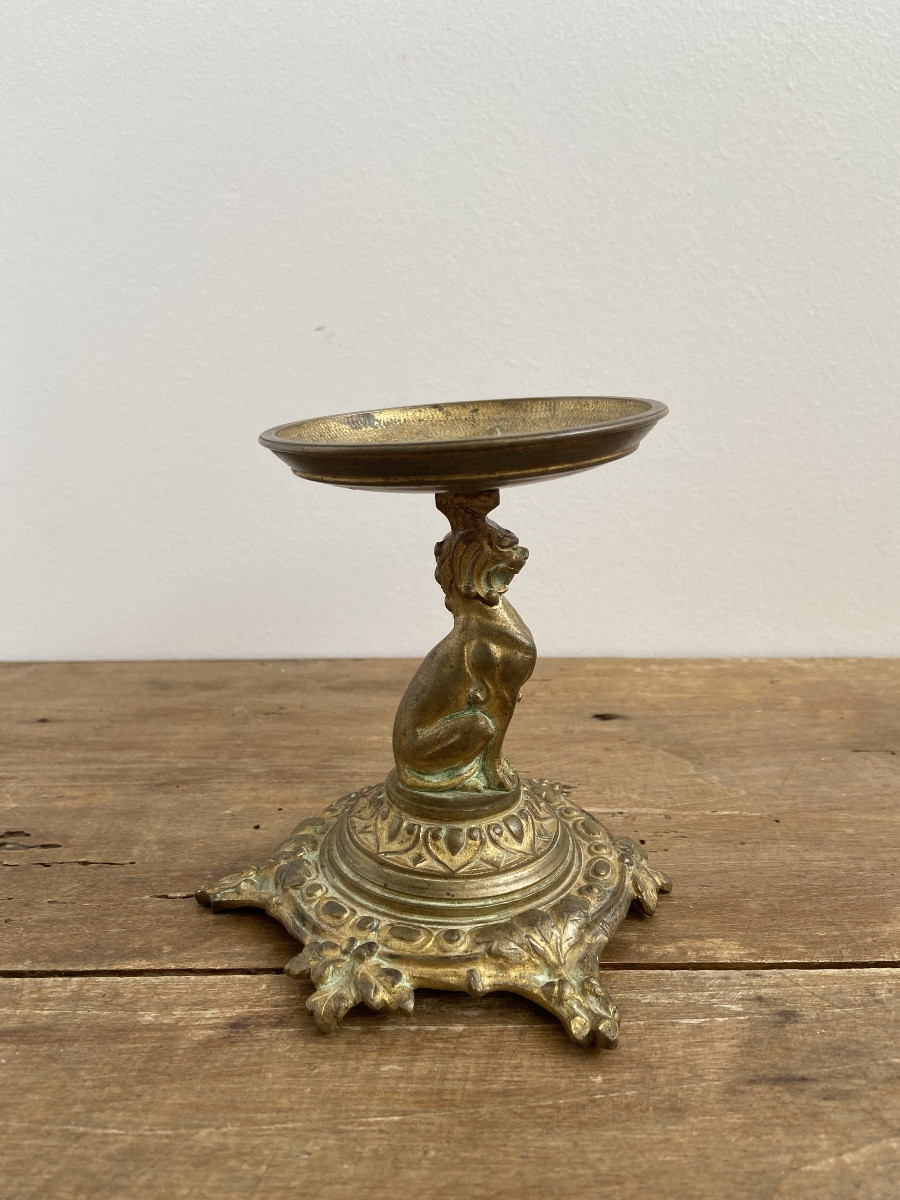 Baguier en Bronze, Décor De Lion Et Feuille de Vigne, France 19ème-photo-3