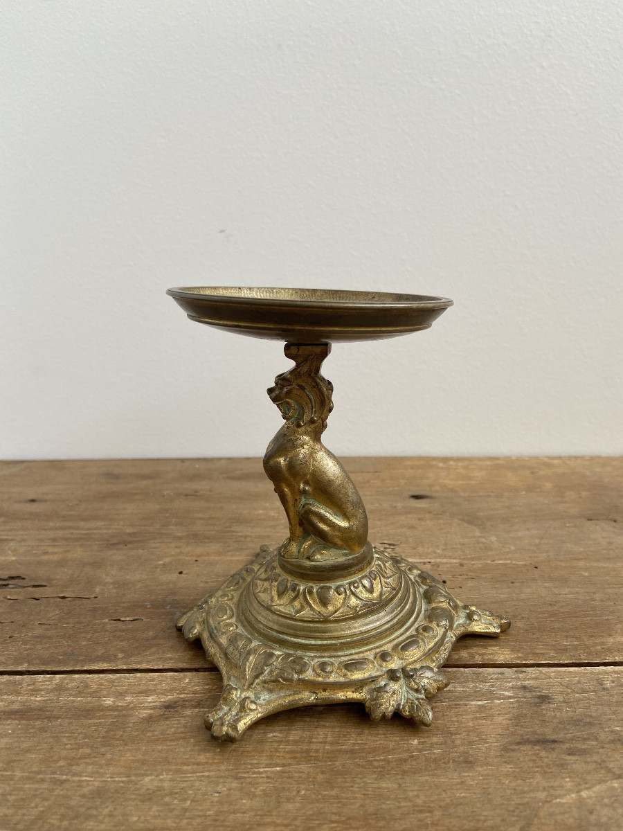 Baguier en Bronze, Décor De Lion Et Feuille de Vigne, France 19ème-photo-4