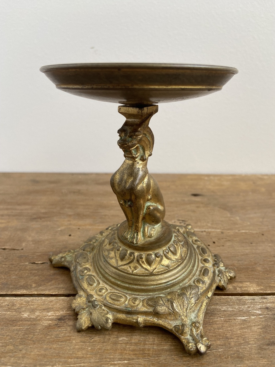 Baguier en Bronze, Décor De Lion Et Feuille de Vigne, France 19ème-photo-1