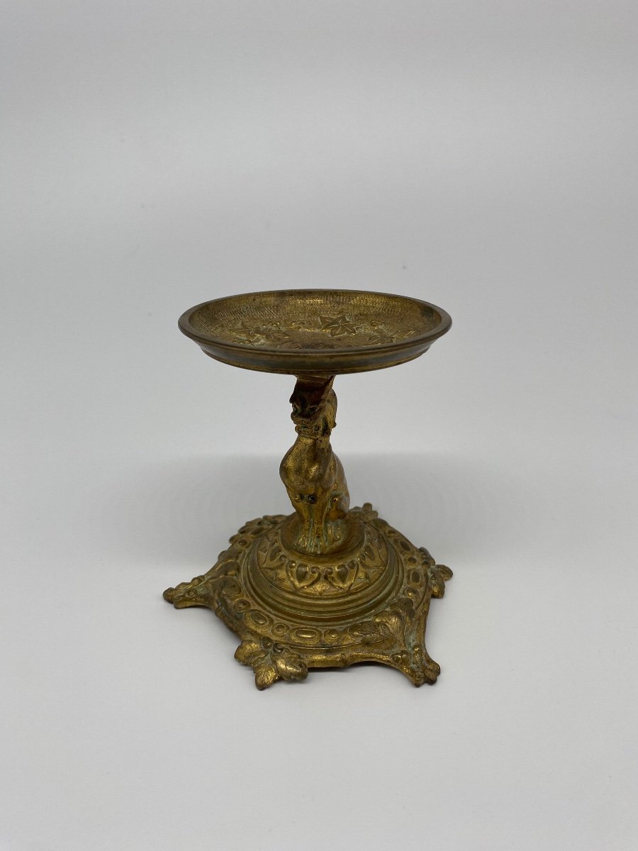 Baguier Bronze Décor De Lion Et Feuille de Vigne - Signé - XIXème