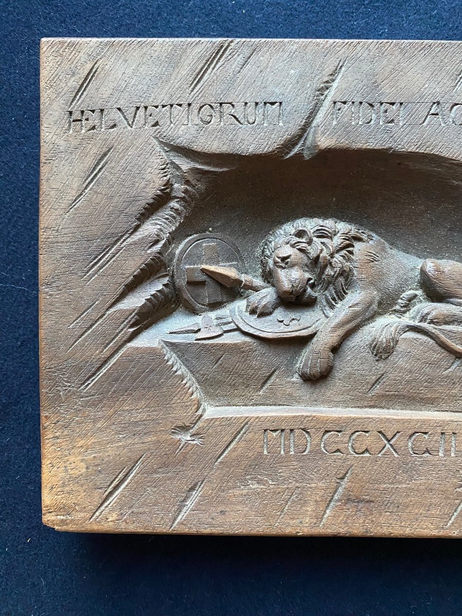 Lion Of Lucerne - Bas Relief On Wood-photo-2