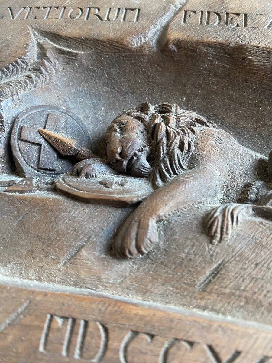 Lion Of Lucerne - Bas Relief On Wood-photo-3