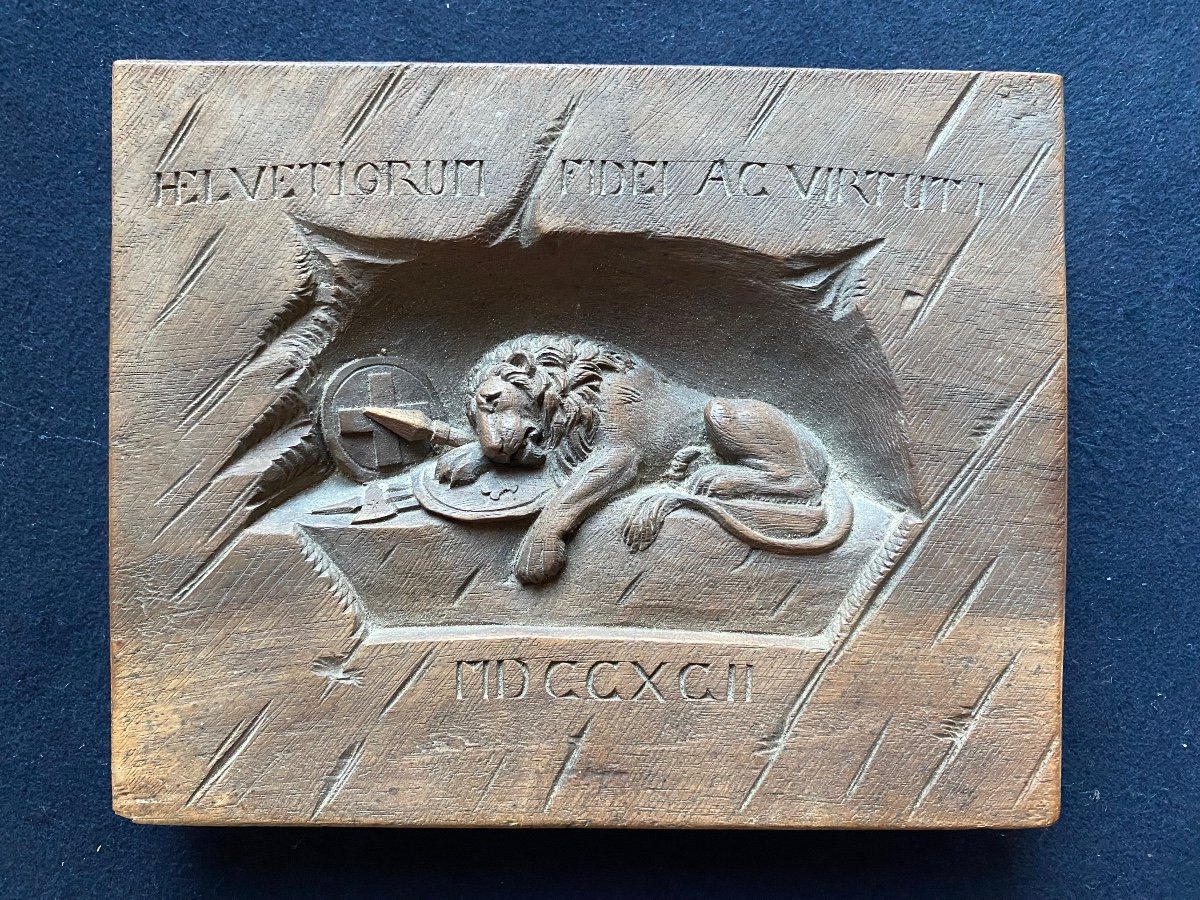 Lion Of Lucerne - Bas Relief On Wood