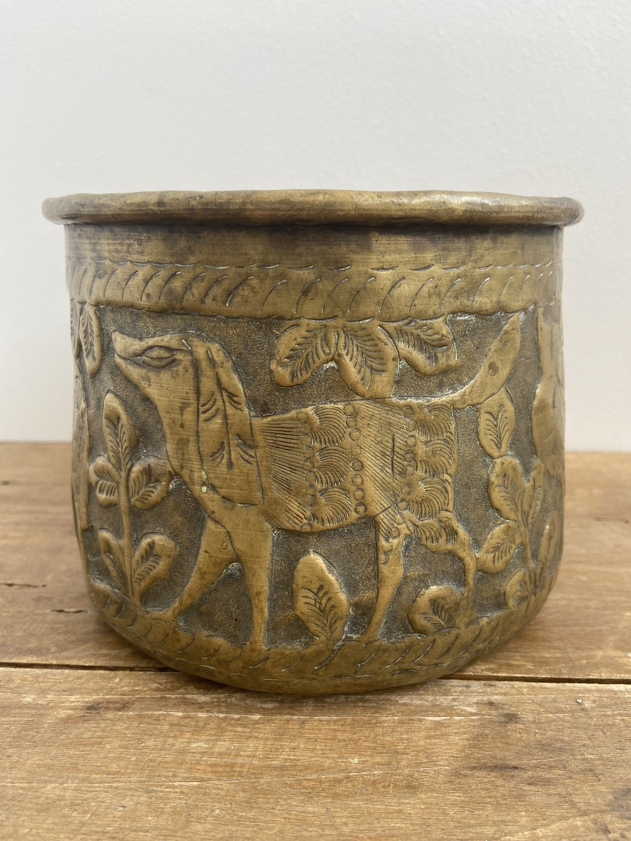 Dinanderie Néo Mamelouk, Petit Bassin Tas En Laiton, Égypte 19ème-photo-4