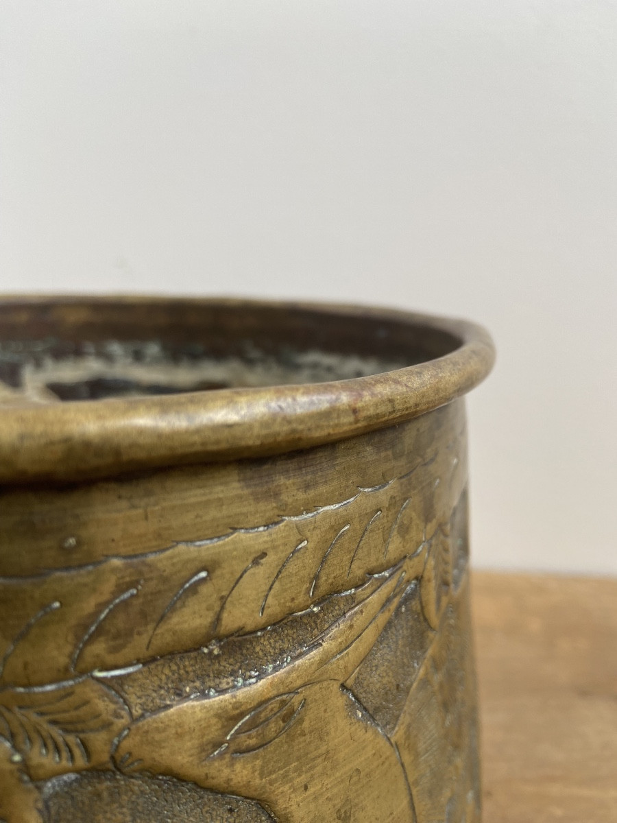 Dinanderie Néo Mamelouk, Petit Bassin Tas En Laiton, Égypte 19ème-photo-3