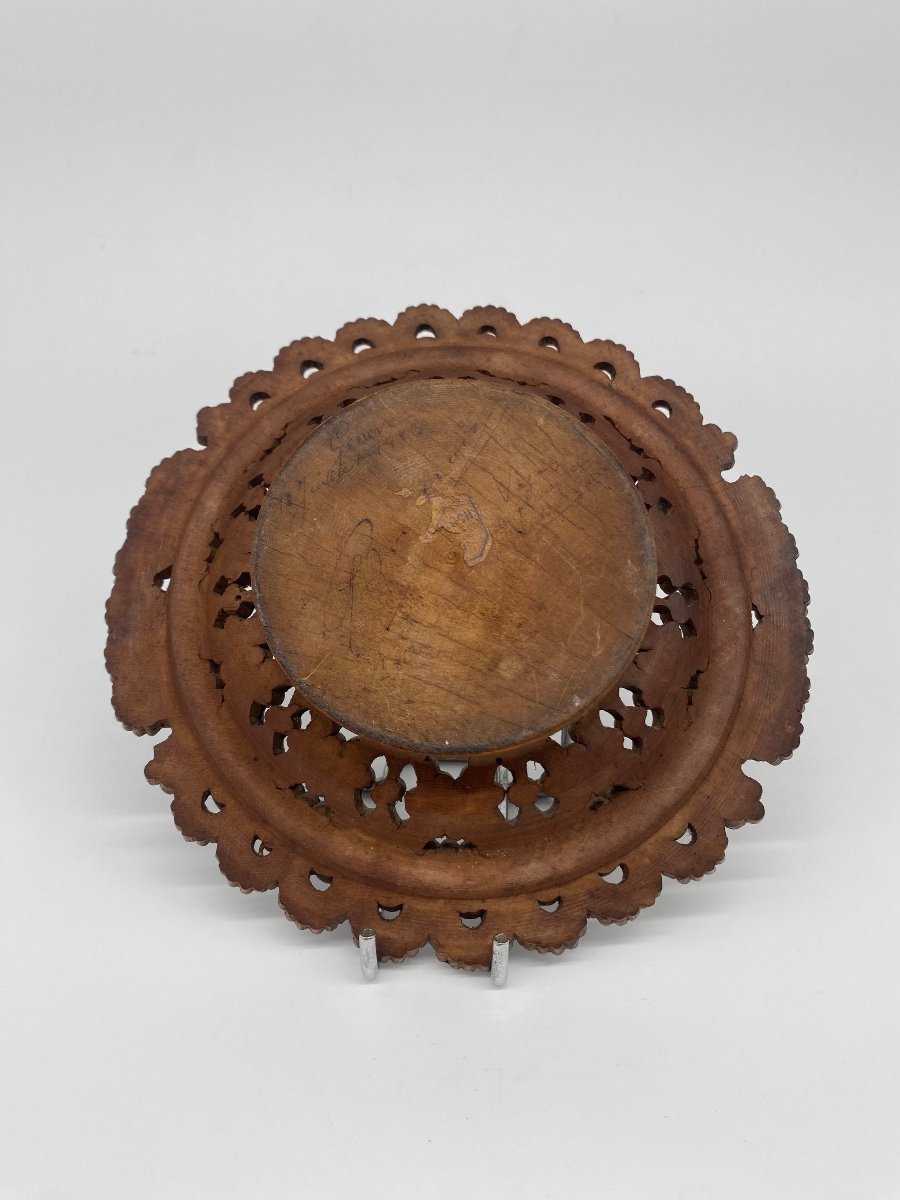 Swiss Folk Art Small Wooden Dish Geneva 1883-photo-3