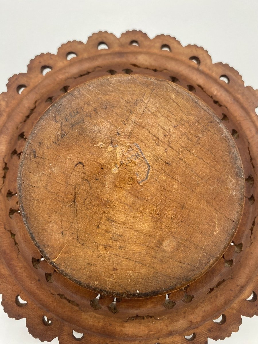 Swiss Folk Art Small Wooden Dish Geneva 1883-photo-4
