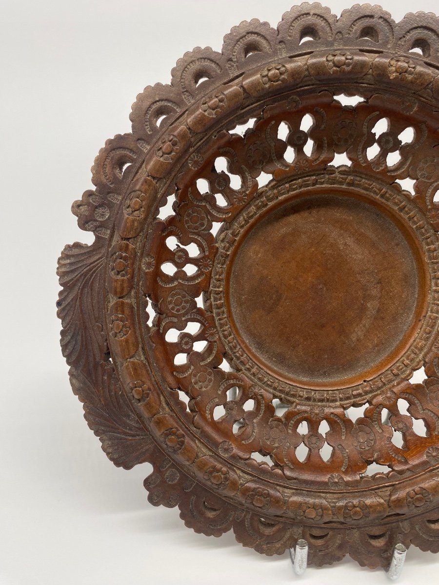 Swiss Folk Art Small Wooden Dish Geneva 1883-photo-2