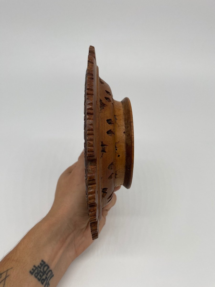 Swiss Folk Art Small Wooden Dish Geneva 1883-photo-4