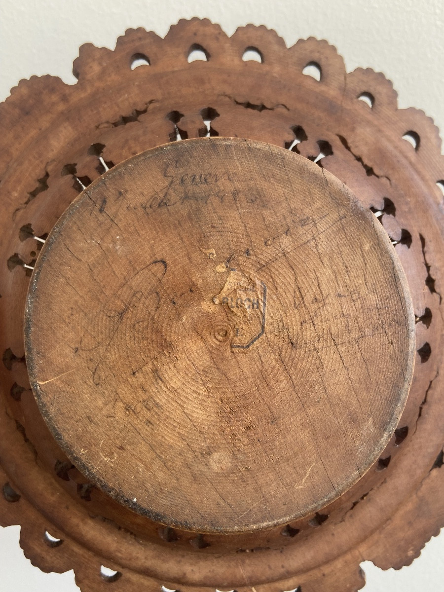 Swiss Folk Art Small Wooden Dish Geneva 1883-photo-1