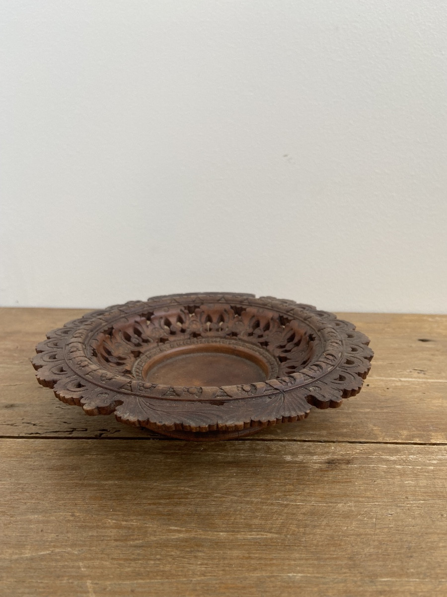 Swiss Folk Art Small Wooden Dish Geneva 1883-photo-2