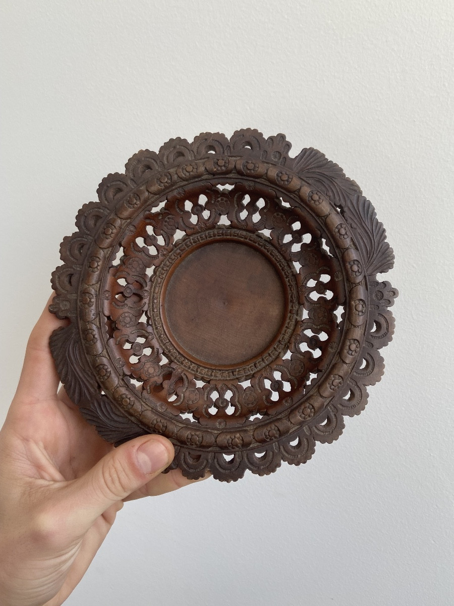 Swiss Folk Art Small Wooden Dish Geneva 1883-photo-3