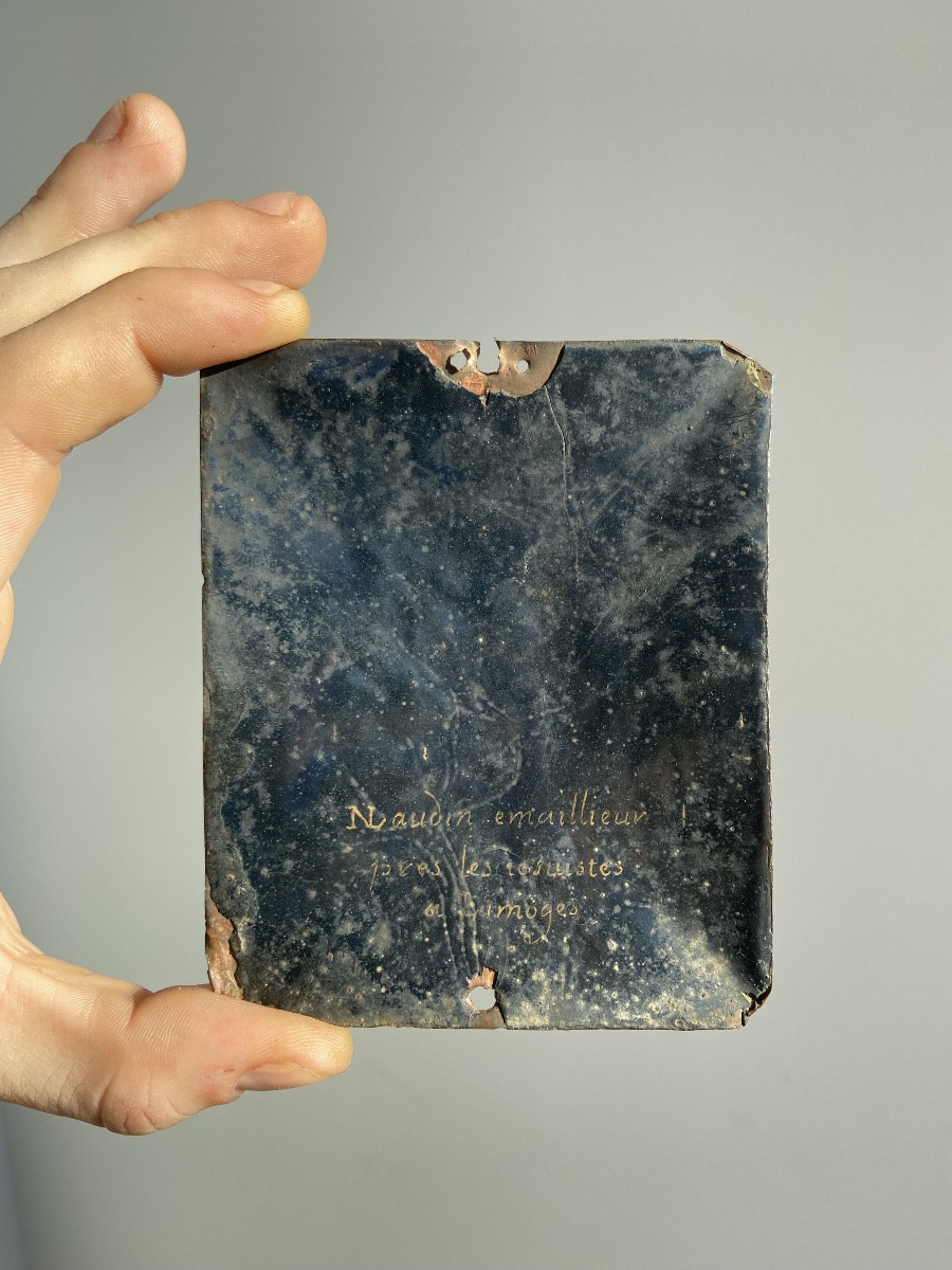 Nicolas I Laudin (1628-1698) : Christ bénissant émail De Limoges XVIIème-photo-2