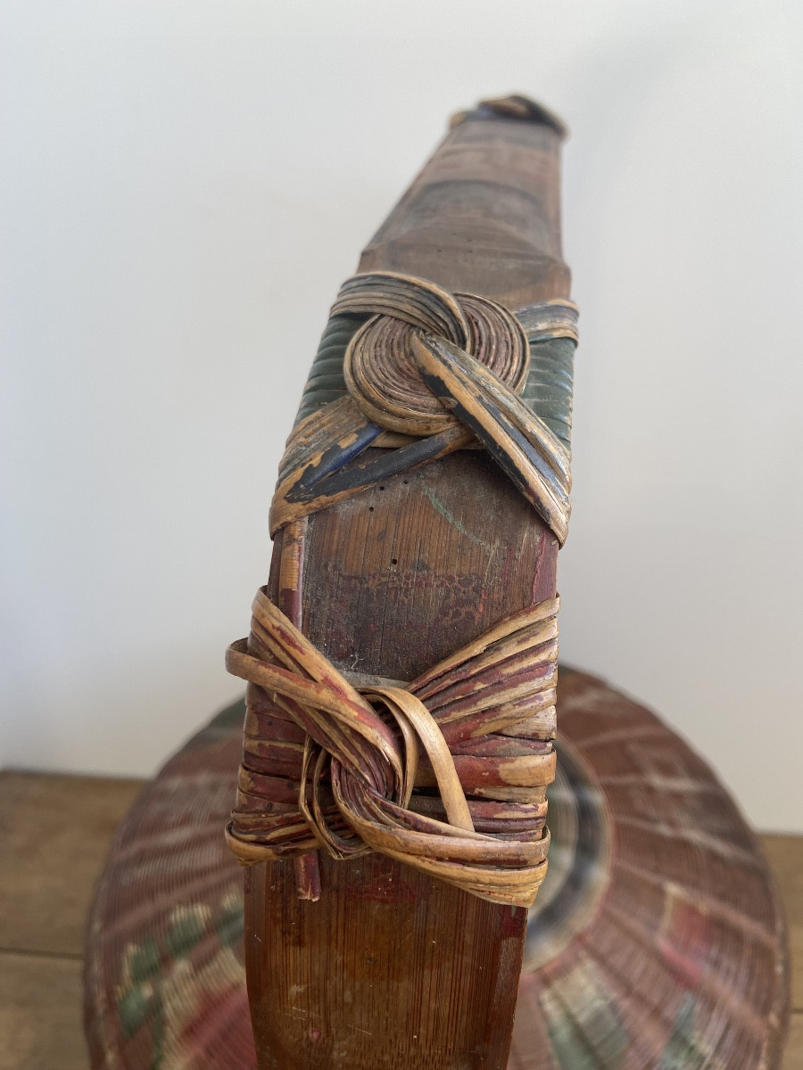 China: Bakul Siah Red Polychrome Lacquered Woven Bamboo And Wicker Wedding Basket-photo-8