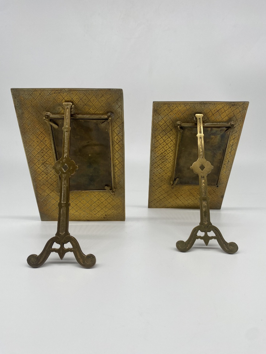 Pair Of Art Nouveau Bronze Photo Frames-photo-3