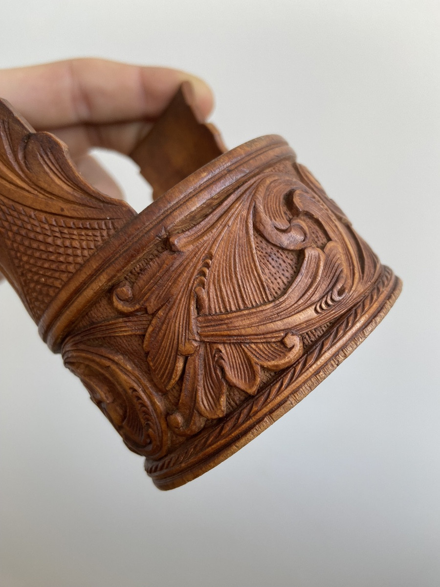 Art Populaire Scandinave Norvège: Boîte Circulaire Sculpté Rinceaux D’acanthe-photo-3