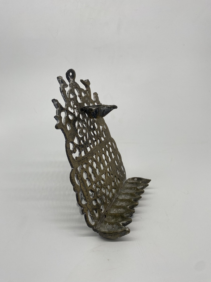 Judaica: Menorah Lampe De Hanouka En Bronze -photo-2