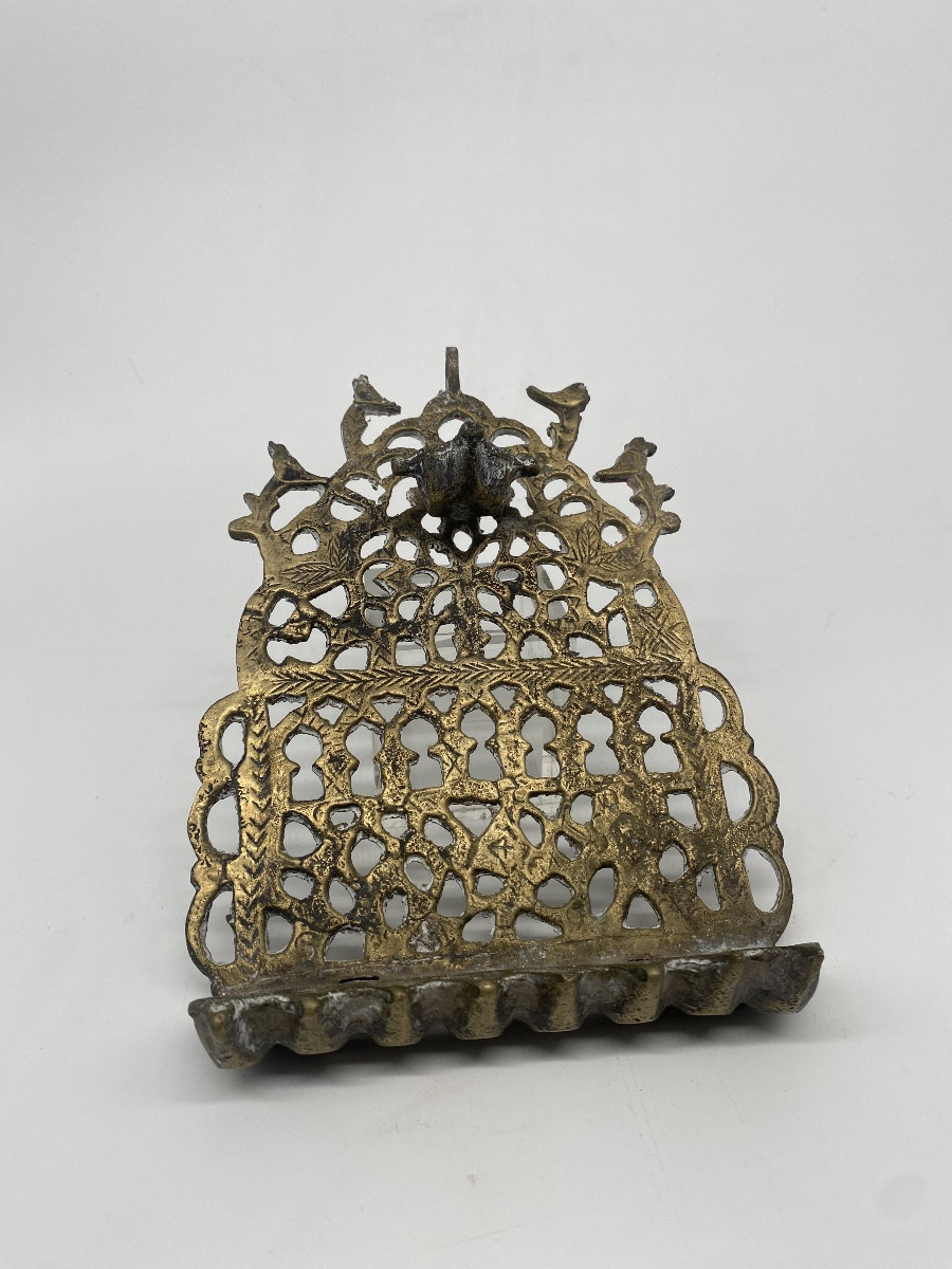 Judaica: Menorah Lampe De Hanouka En Bronze 