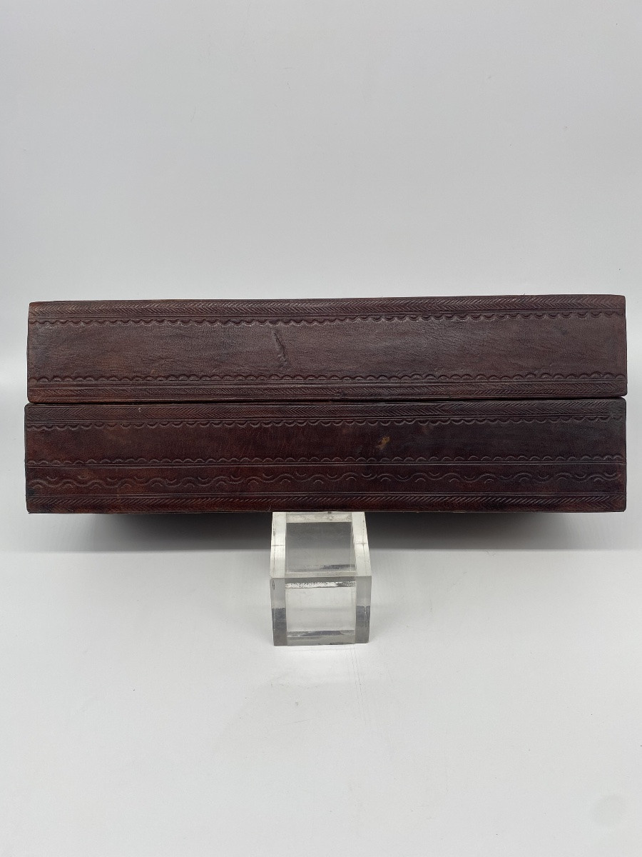 Art D’afrique: Boîte Touareg Bois Et Cuir (2)-photo-1