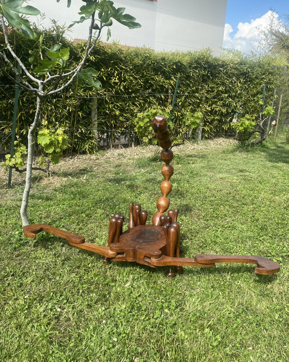 Imposant scorpion articulé en bois, 1970-photo-3