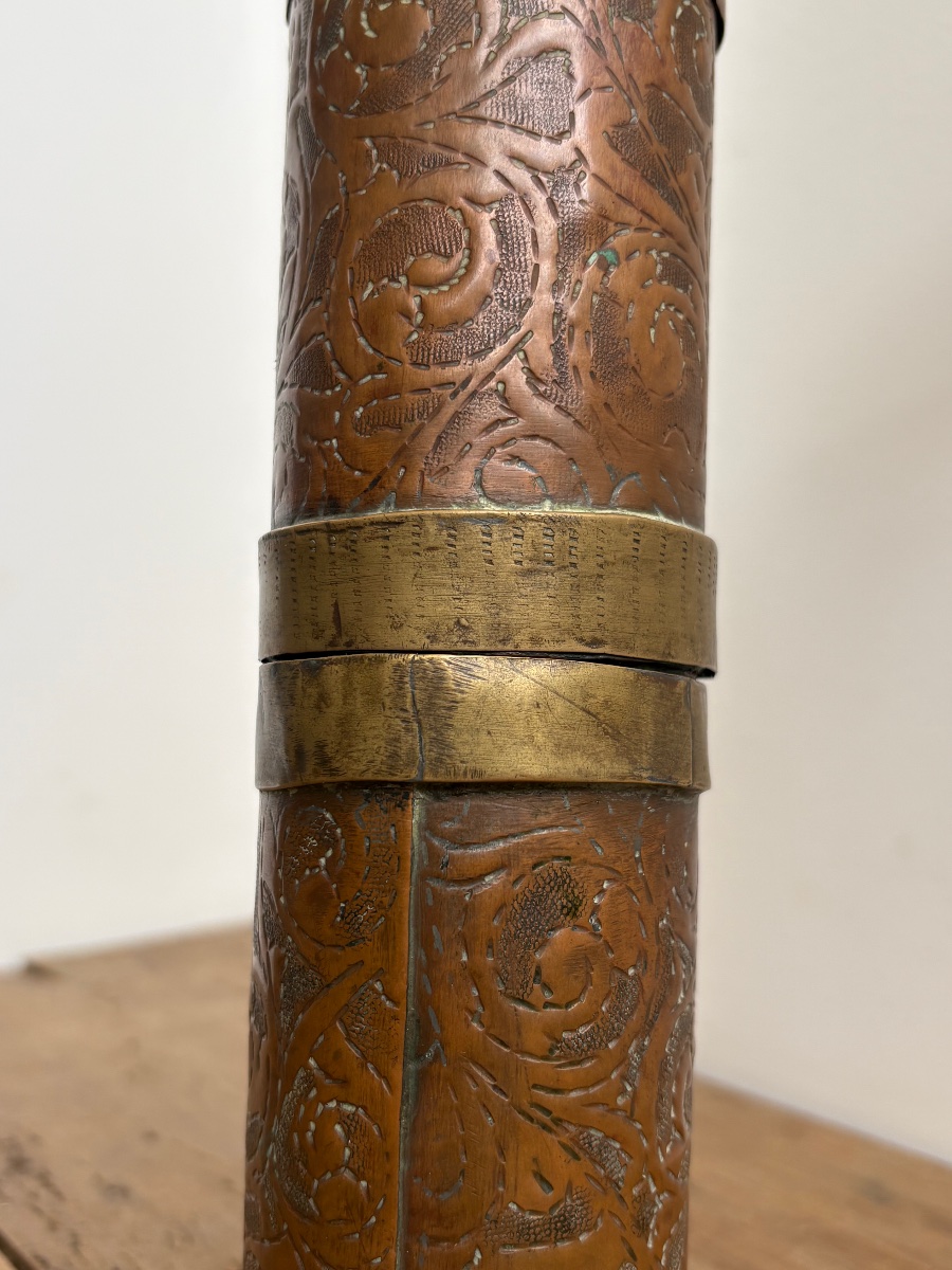 Ottoman Empire - Pepper Mill - Chased Copper With Brass Bands - Second Half Of The 19th Century-photo-4