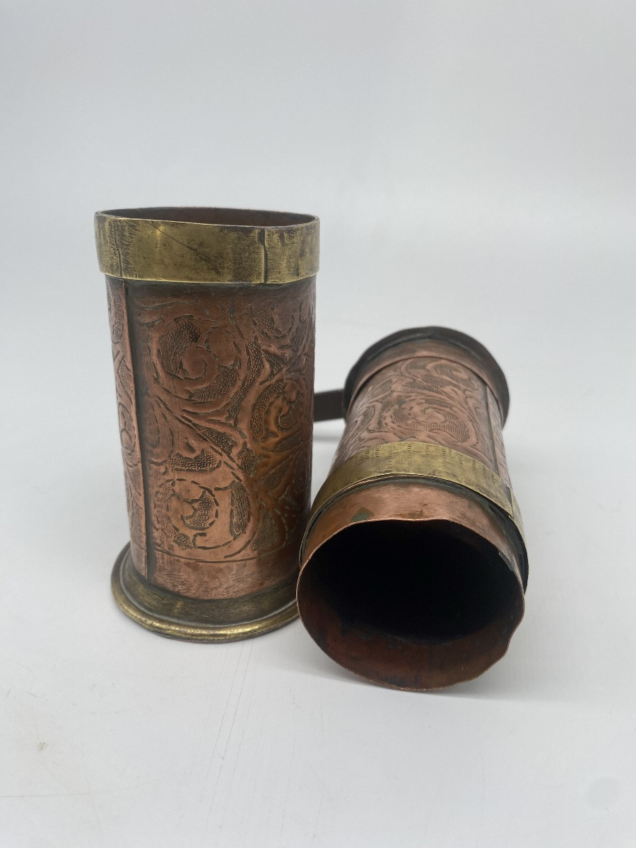 Ottoman Pepper Mill, Copper And Chiseled Brass, 19th Century-photo-3