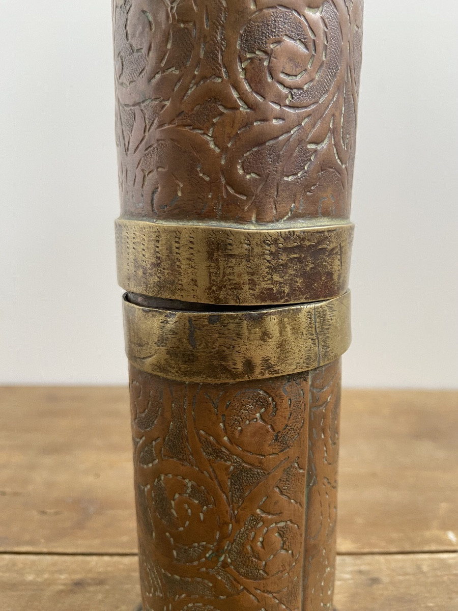 Moulin à poivre Ottoman, cuivre et laiton ciselé, 19ème-photo-2