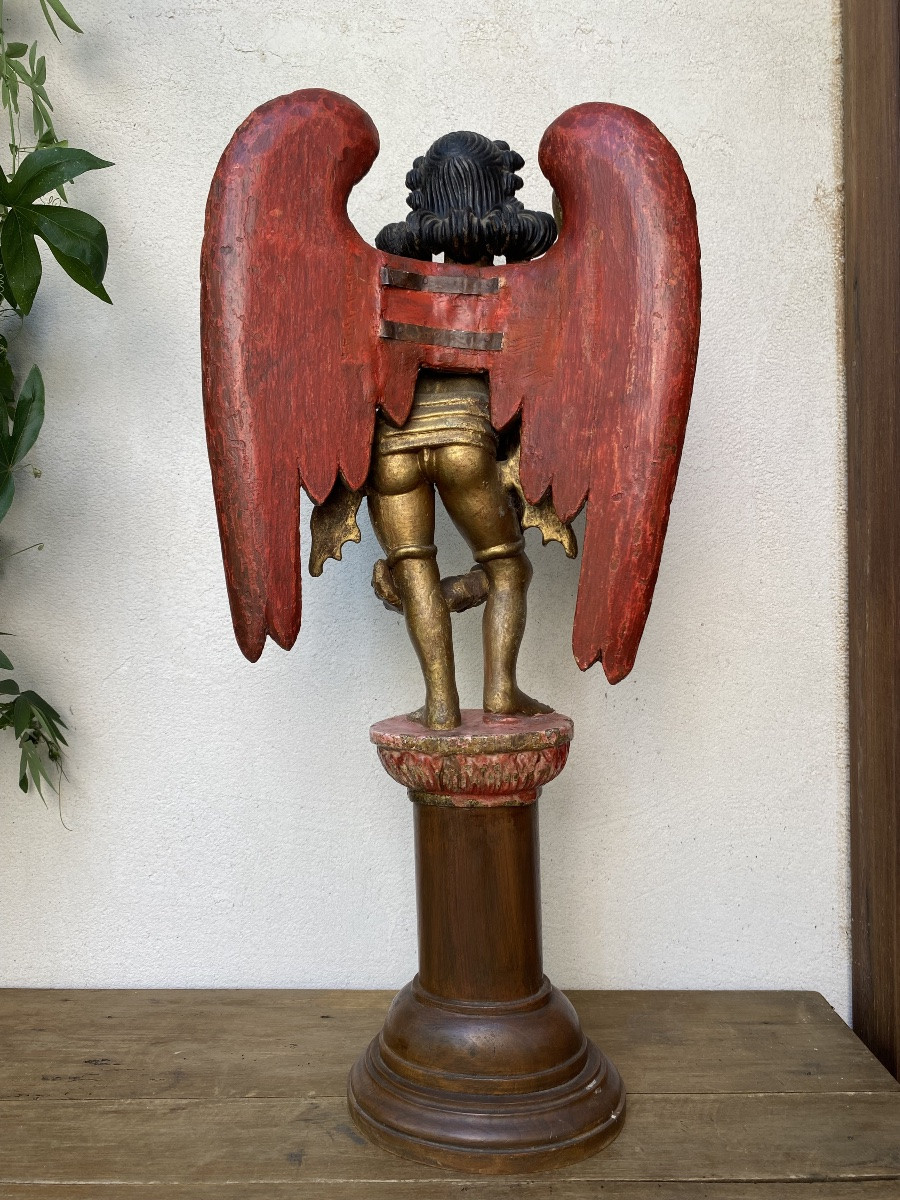 Ange en bois doré, Inde du Sud 19ème-photo-4