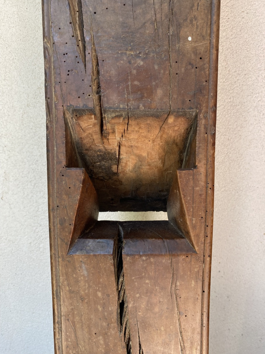 Folk Art: 19th Century Wooden Plane With Brown Patina-photo-2
