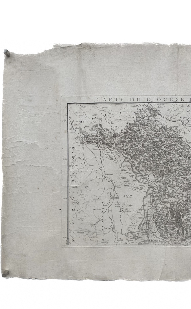 Carte de Diocèse, Mirepoix nord, gravure papier vergé xviii Cassini-photo-2