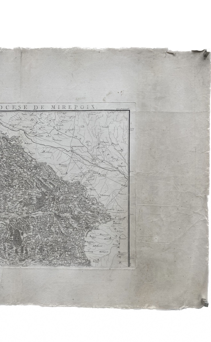 Carte de Diocèse, Mirepoix nord, gravure papier vergé xviii Cassini-photo-3