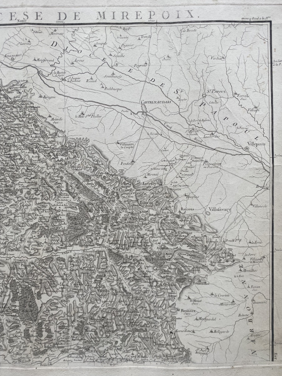 Carte de Diocèse, Mirepoix nord, gravure papier vergé xviii Cassini-photo-1
