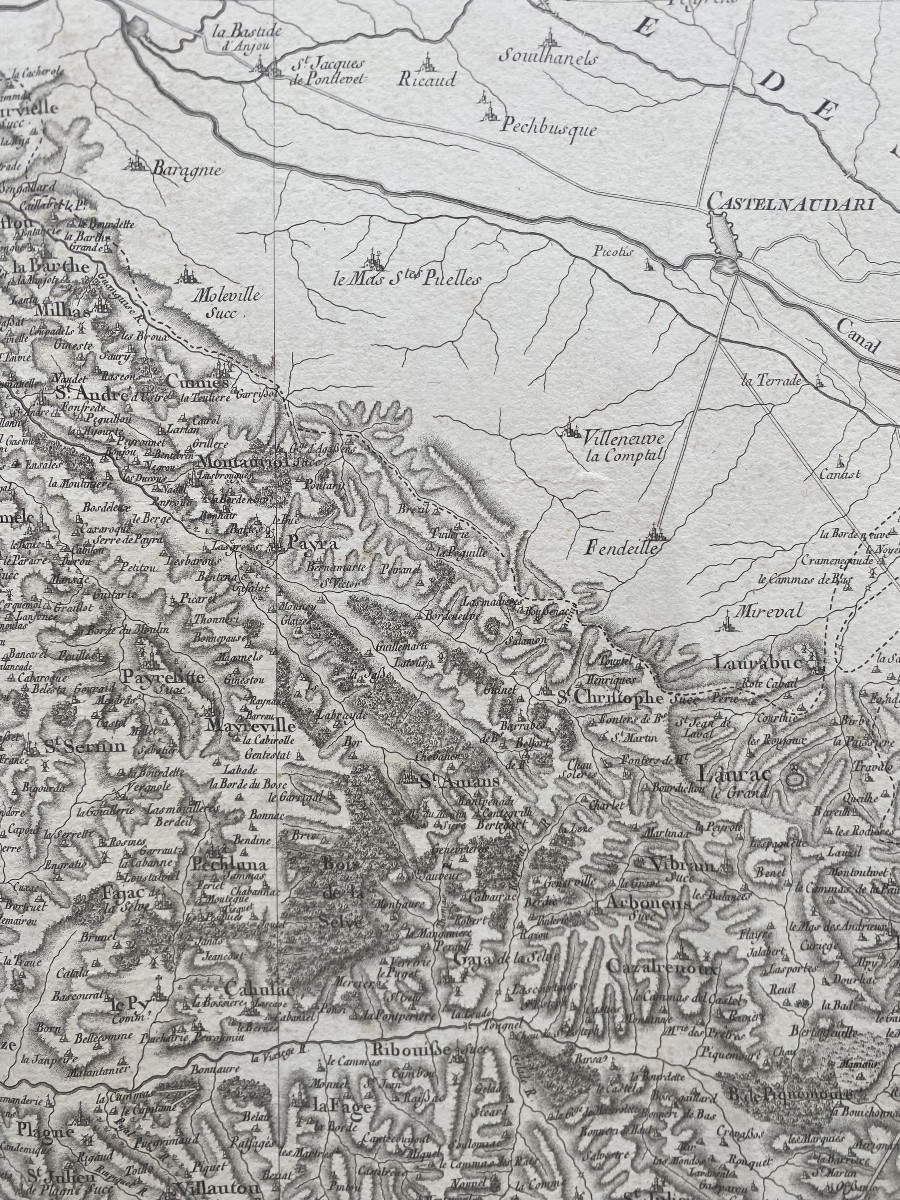 Carte de Diocèse, Mirepoix nord, gravure papier vergé xviii Cassini-photo-2