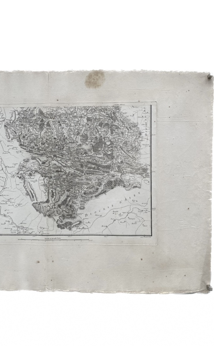 Carte de Diocèse, Mirepoix sud, gravure papier vergé xviii Aldring Bourgoin Cassini-photo-3