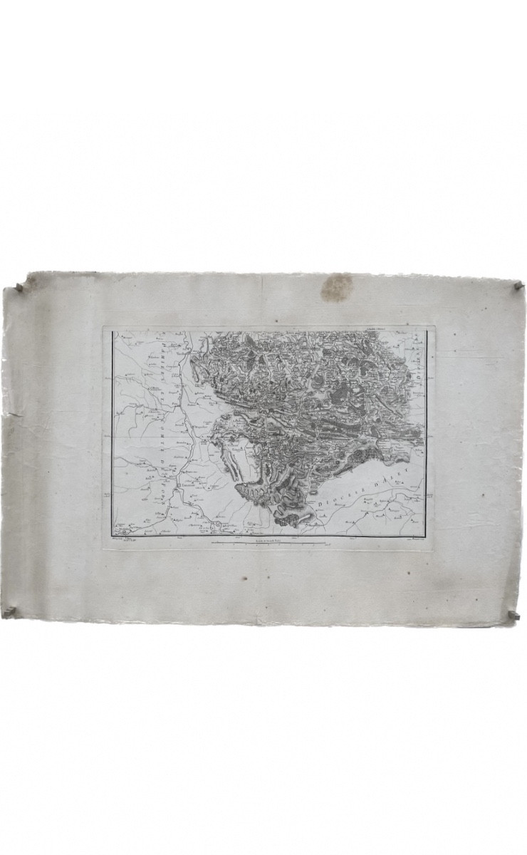 Carte de Diocèse, Mirepoix sud, gravure papier vergé xviii Aldring Bourgoin Cassini