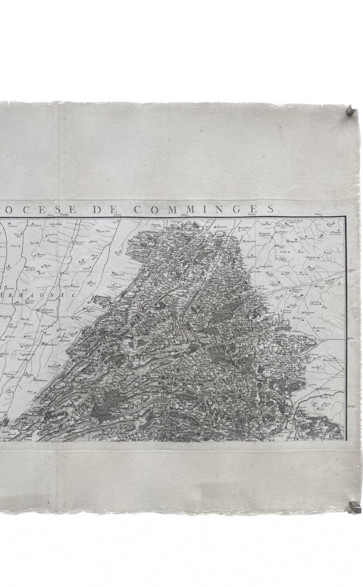 Carte de diocèse, Comminges Nord, gravure papier vergé xviii Cassini -photo-3