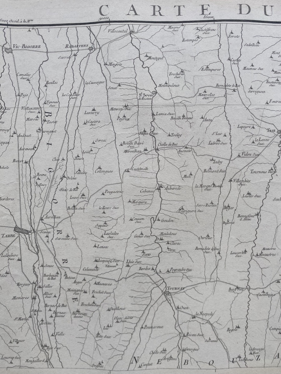 Carte de diocèse, Comminges Nord, gravure papier vergé xviii Cassini -photo-4