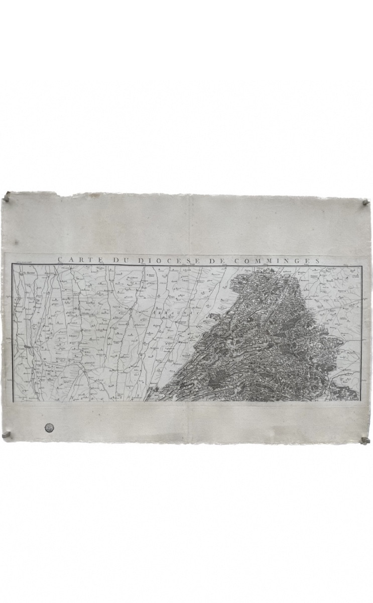 Carte de diocèse, Comminges Nord, gravure papier vergé xviii Cassini 