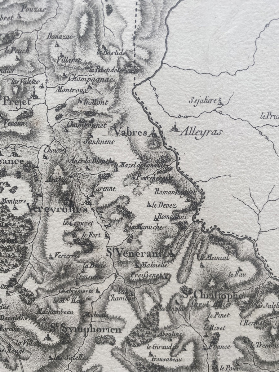 Carte de diocèse, Mende Nord, gravure papier vergé xviii Cassini-photo-2